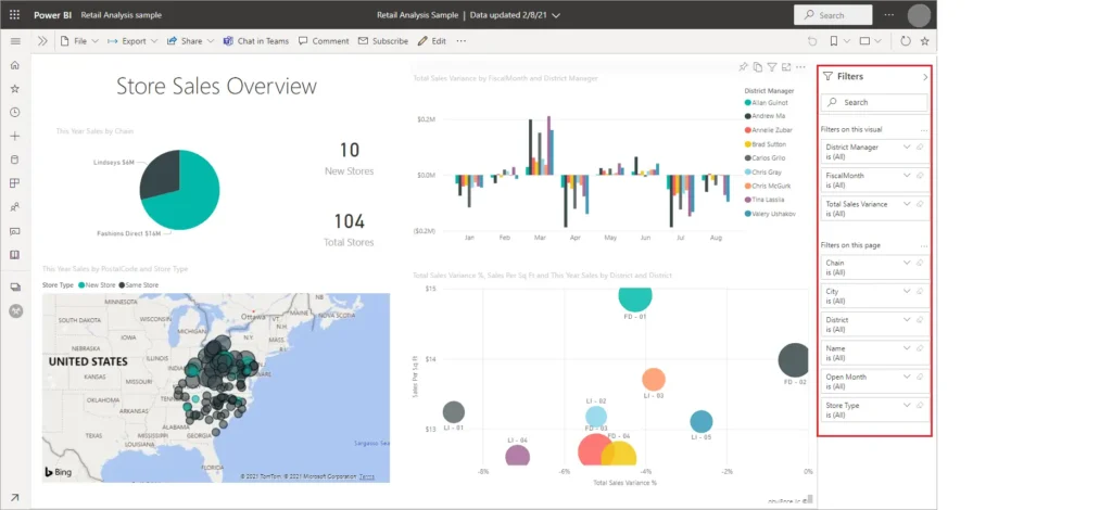 Power BI filtros dashboard