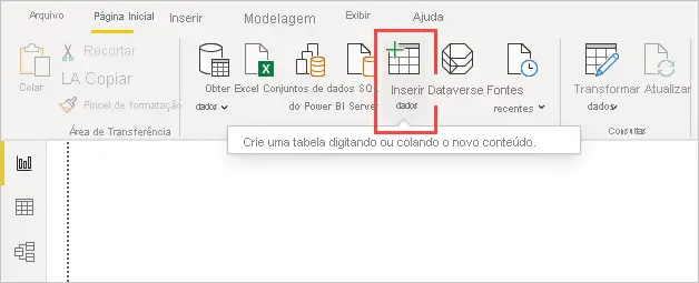 inserindo dados no power bi
