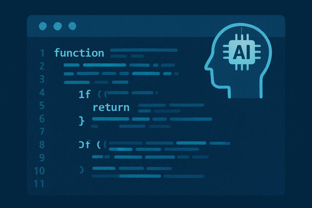 Primer plano del código que se está generando mediante inteligencia artificial en una pantalla.
